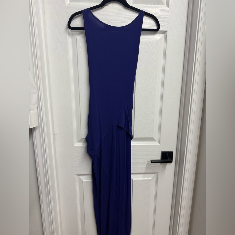 Donna Karan Navy Blue Women's Asymmetric Jersey Maxi Dress